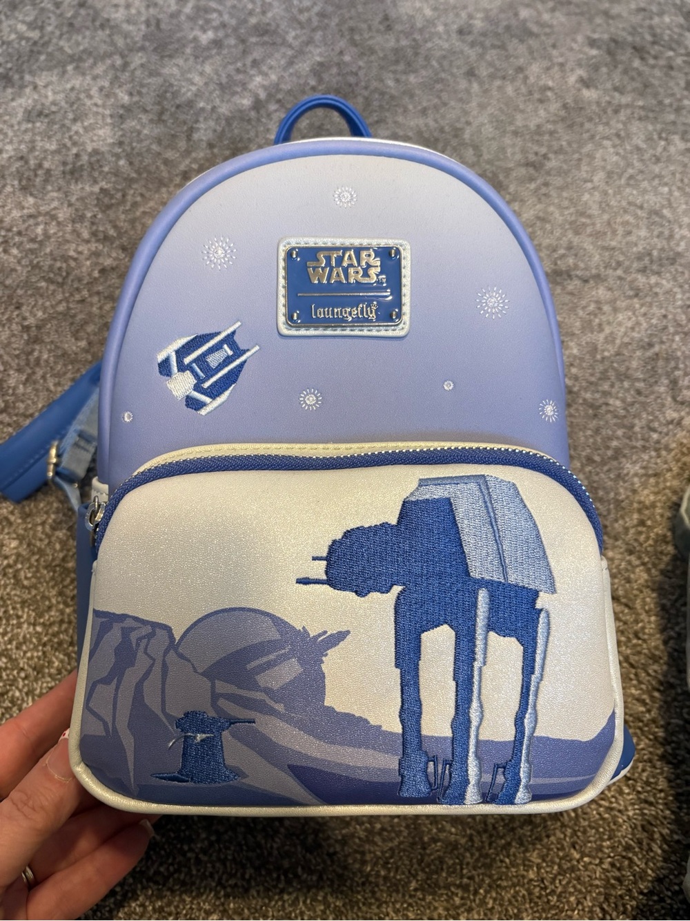 Loungefly Star Wars Blue and Silver AT-AT Mini Backpack